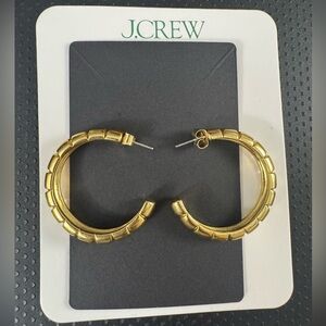J. Crew Gold Toned Ridge Hoop Earrings